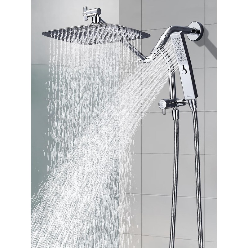 G-Promise All Metal 12 Inch Shower Head with Massage Mode