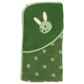 Sterntaler Baby Unisex Bath Towel Baby GOTS Kinni - Bath Poncho Baby, Hooded Towel, Bath Towel Children with Rabbit Motif - Organic - Dark Green