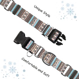 Fidohug Martingale Dog Collar with Buckle Tribal Design Adjustable Escape Proof Pet Collars (Aztec, Medium)
