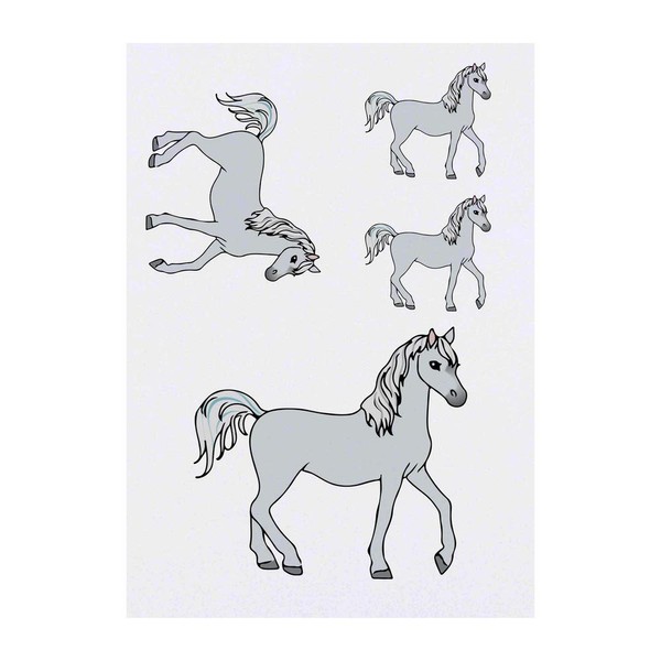 4 x 'Grey Horse' Temporary Tattoos - Water Resistant, Skin-Safe,