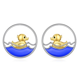CRMAD Duck Swimming Earrings for Women Sterling Silver Duck Stud Earrings Swimming Gifts (duck)