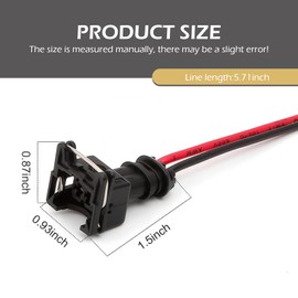 yorpyep 4 PCS Fuel Injector Connector, Extended Pigtail Wiring Harness Plug, Waterproof Insulation Shell Standard Specification Injector Socket, for Most Cars Repair Accessories (Black)