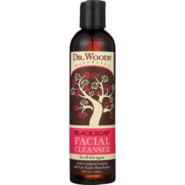 Dr. Woods Shea Vision Black Soap Liquid Facial Cleanser with Organic Shea Butter, 8 Ounce