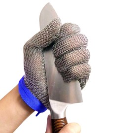 VINAER A9 Chainmail Glove, Cut Resistant Glove Food Grade Stainless Steel Metal Glove Butcher Glove for Cutting Meat Oyster Shucking Fish Filleting Food Processing(L)