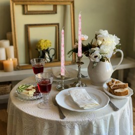 10 Inch Flower Taper Candles 4 Pcs Unscented, Smokeless, Dripless Long Tapered Candlesticks Candles for Mother's Day Birthday Dinner Dating Wedding Party Home Decor