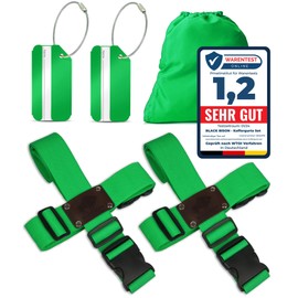 Luggage Strap Set of 4 – Luggage Strap + Free 2 Luggage Tags – Green, 4 Bands - Green