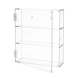 TimberAura Acrylic Display Case, 3 Tier Clear Dustproof Cabinet Box with Magnetic Door, Wall Mounted or Desktop Organizer for Collectibles, Figures, Crystals, Mini Toys, Jewelry