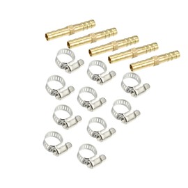Motoforti 1 Set 6mm Copper Hose Barb Fitting Connector with 10 Clamps Long-lasting