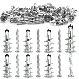 Pack of 60 Plasterboard Dowels Metal, Drywall Dowels, Plasterboard Dowels, Self-Drilling, Cavity Dowel Metal, Rigypsum Dowels for Heavy Loads, Rigypsum Dowels with Screws, Regibsdowels Wall