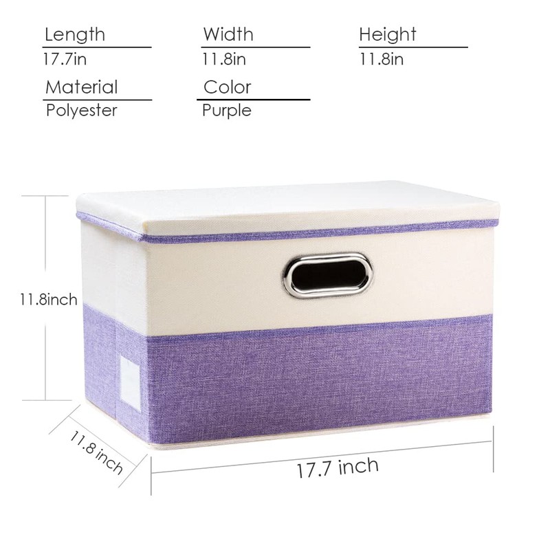 PRANDOM Large Foldable Storage Bins with Lids [3-Pack] linen Fabric