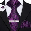 Barry.Wang Men's Silk Paisley Ties with Handkerchief Cufflink Tie Set