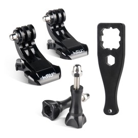 HSU Vertical Surface Quick Mounting J-Hook Buckle Mount, Long Thumb Screw Accessory Kit for GoPro Hero 12 11 10 9 8 7 6 5 4 3+ 3 AKASO Campark and Other Action Cameras (4 Pack, Black)