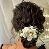Yheahin Bridal White Rose Flower Hair Comb Boho Handmade Floral