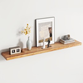 Venusmiles Rustic Elm Wood Floating Shelves for Wall, 9.3" Deep Wall Shelf with Invisible Bracket, Large Long Wall Mounted Storage Shelves for Living Room, Bedroom, Kitchen, Bathroom Decor