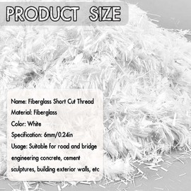 CHEUNGHAO 2.2 Lb 19MM Fiberglass for Cement Mortar Concrete Fiberglass Chop Strands Fiber Reinforcement Anti Seepage Anti Cracking White Fibers for Concrete Cement, Building Wall Garden Floor(White)