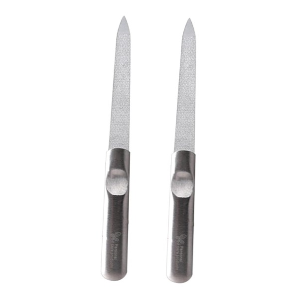Healeved 2pcs Double Sided Stainless Steel Nail File Metal Manicure