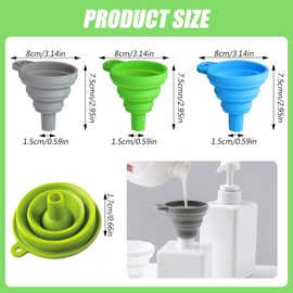 9 PCS Funnels for Kitchen Use Filling Bottles, Silicone Collapsible Funnel, Suitable for Kitchen, Filling Water Bottles, Protein Powder, Drink and Daily Cooking, Kitchen Gadgets (Blue, Green, Gray)
