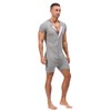 HEAVYWOOD Mens Romper Short Sleeve Onesie Jumpsuit Pajamas Henley Stretchy
