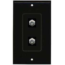 RiteAV 1 Gang Decorative 2 Coax Black Wall Plate Black