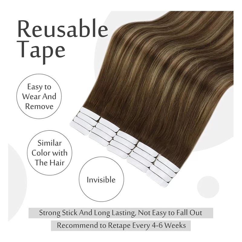 Full Shine Extensiones Cabello Natural 20pz Castaño Medio Con 16in