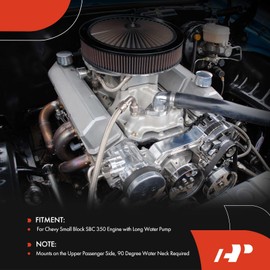A-Premium Polished Aluminum Alternator Bracket Kit Compatible with Chevy Small Block SBC 350 Engine with Long Water Pump