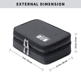 MIRLEWAIY Travel Cords Organizer Case Double-Layer Electronic Accessories Carrying Bag for Charger Cables Adapter USB Sticks Leads Memory Cards, Black