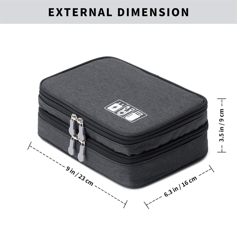 MIRLEWAIY Travel Cords Organizer Case Double-Layer Electronic Accessories Carrying Bag