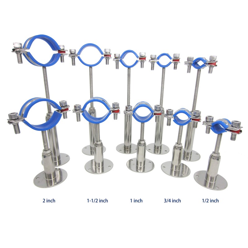 Stainless Steel Wall Mount Ceiling Mount Pipe Supports, Adjustable Pipe