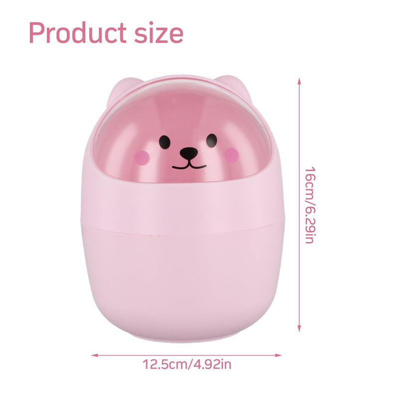 Desktop Trash Can with Lid, Cute Mini Desk Bin, Plastic
