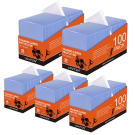 LOVFEN 500 Toploads for Cards & 500 Penny Sleeves 35PT Hard Plastic Card Holders 3x4 Baseball Card Protectors for TCG Sports Football Collectible Cards
