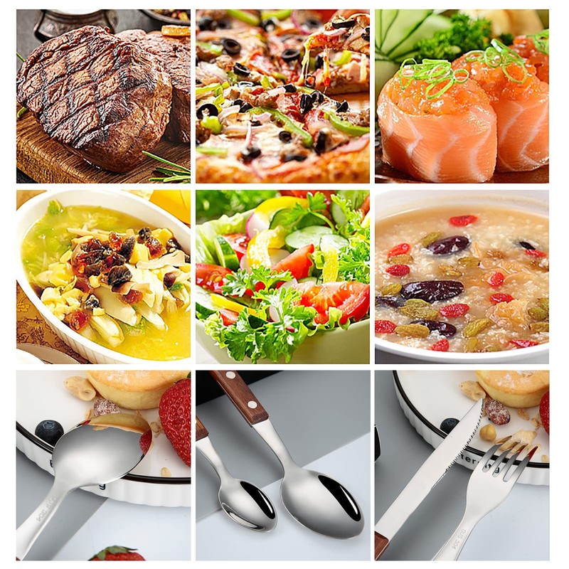 Cutlery Set with Wooden Handle, Shiny Stainless Steel Cutlery Including