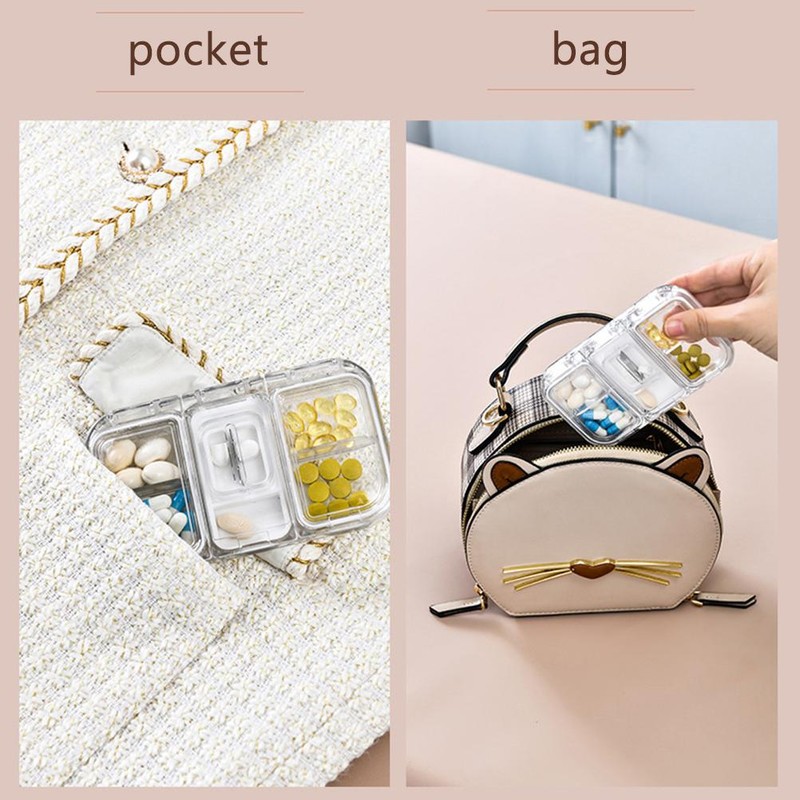 2 in 1 Portable Pill Organizer Pill Cutter Dustproof and