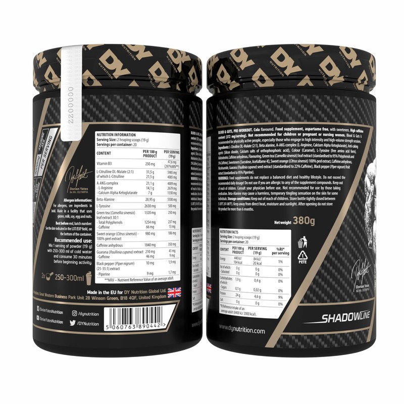 DY Nutrition - Blood and Guts Pre-Workout, 380g (Cola)