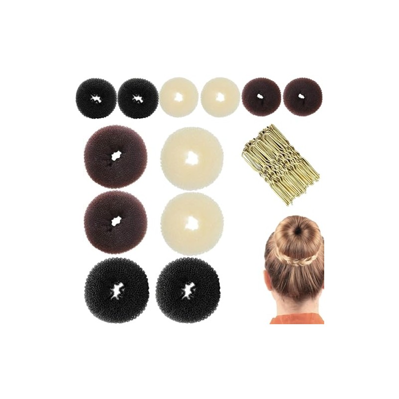 12 Pack Hair Donuts for Buns, 25 Pcs U Shaped