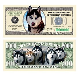 American Art Classics Siberian Husky Dog Million Dollar Notes Set of 10