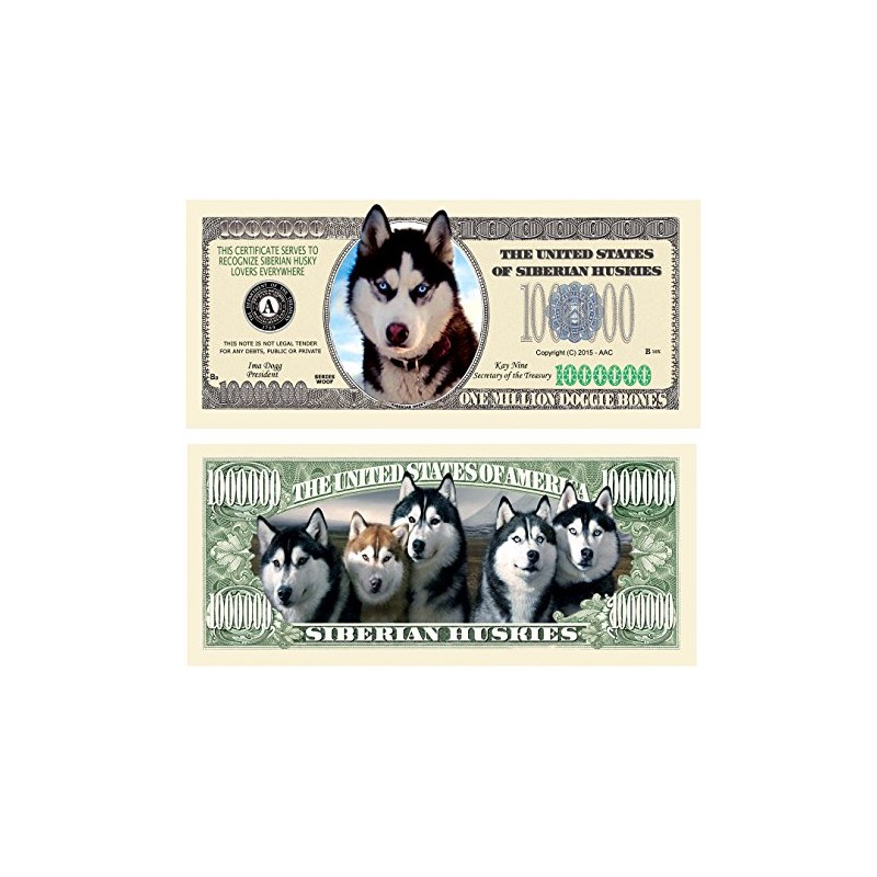 American Art Classics Siberian Husky Dog Million Dollar Notes Set