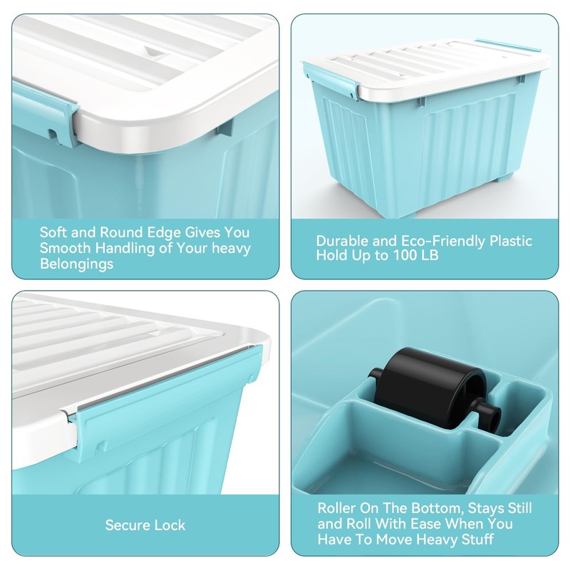 Nazhura 72 Quart Plastic Storage Bin, Stackable and Nestable Storage