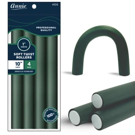Annie Soft Twist Roller Set 1" Diameter: 4Pcs Flexible 10" Heatless Rollers (Green)