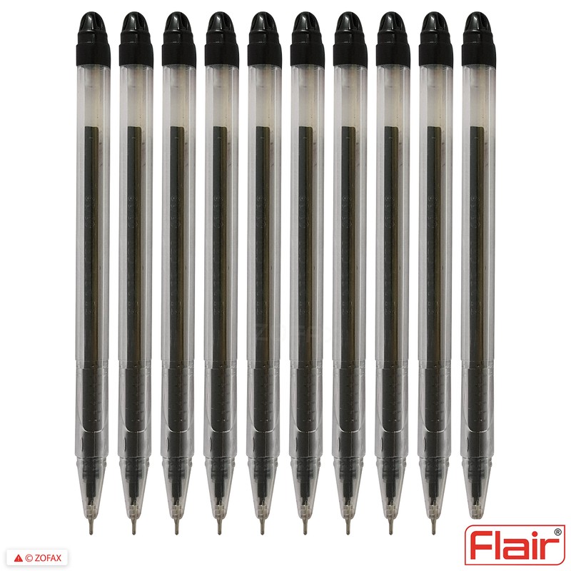 FLAIR Hydra 10 x 0.5mm Tip BLACK Gel Pens Easy