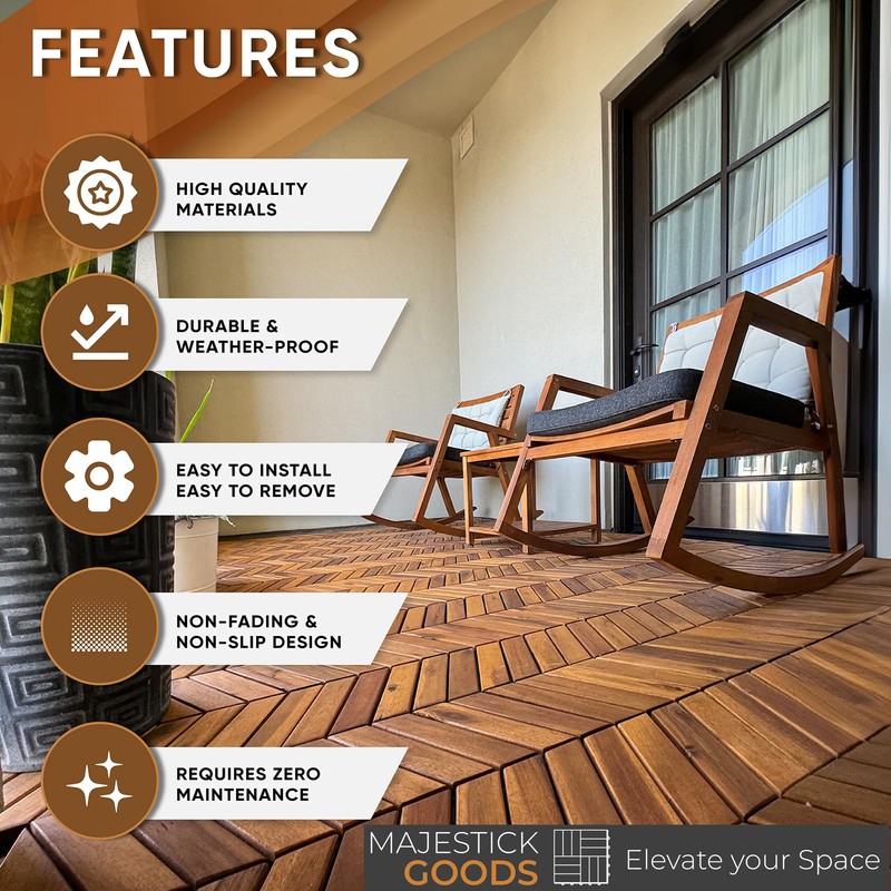 Interlocking Deck Tiles Herringbone 4 Pack Edge Tile - Non-Slip