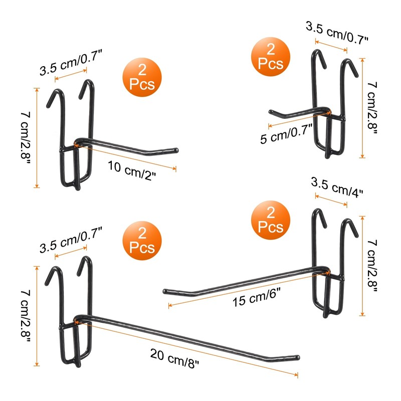 sourcing map 8 Grid Wall Hooks, 2/4/6/8 Inch Grid Wall