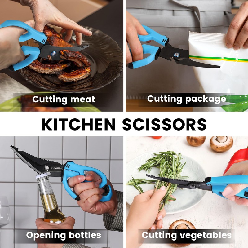 FLISSA 10" Fishing Scissors, Stainless Steel Detachable Kitchen Scissors, Fishing