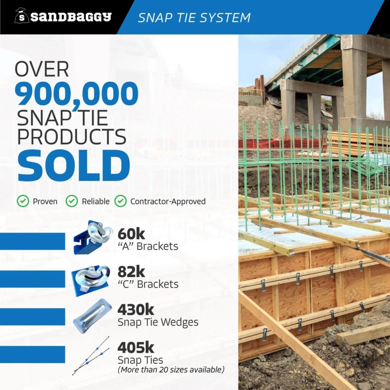 Sandbaggy 10" x 4 ¾" Standard Snap Ties For Concrete