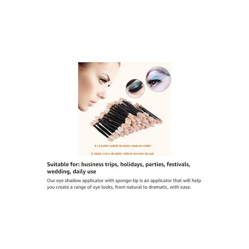 Luxxii (20 Pack) Eyeshadow Applicator Brush Sponge Tipped Makeup Tool
