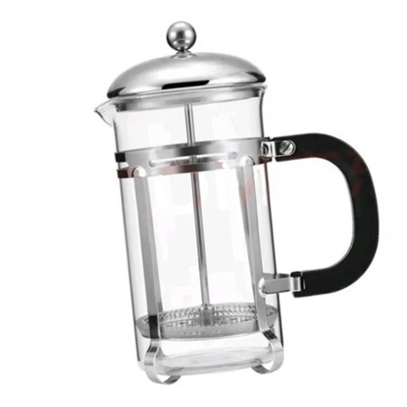 Glass Press Pot 600ml Transparent Stainless Steel Filter Heat Resistant