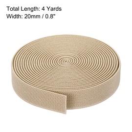 sourcing map Twill Wide Elastic Band Double-Side 0.8 Inch Flat 4 Yard Woven Elastic Band Knit Elastic Spool Heavy Stretch Strap Beige Brown for Sewing, Waistband