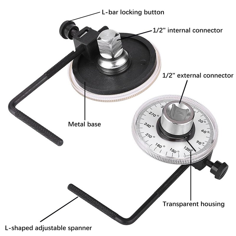 Xrten 1/2" Torque Angle Meter,360 Degree Angle Tool Stainless Steel