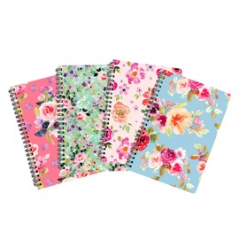 YIHUANYIFA 4pcs Spiral Notebooks School Supplies A5 8mm Ruled 8.3 Inch x 5.9 Inch Hardcover 160 Pages Journals for Work Students Study and Notes (4, Floral)
