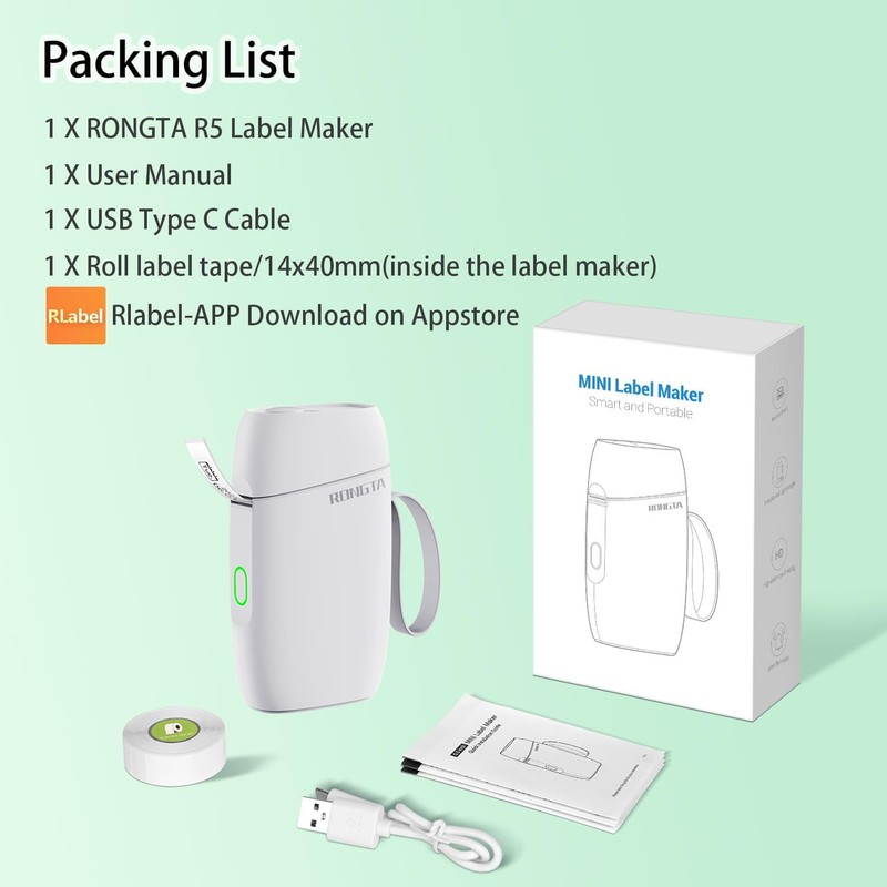 Rongta Mini Label Maker Machine with Tape Bluetooth Sticker Printer