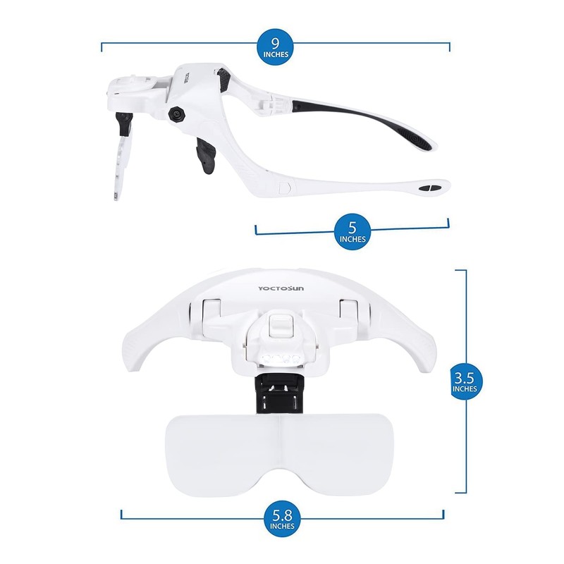 YOCTOSUN Head Magnifying Visor with 4 LED Lights and 5